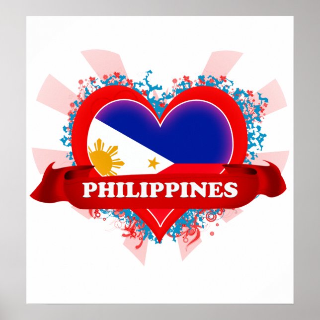 Póster Vintage I Love Filipinas (Frente)