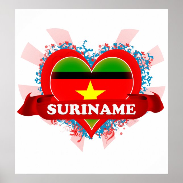 Poster Vintage I Love Suriname (Frente)