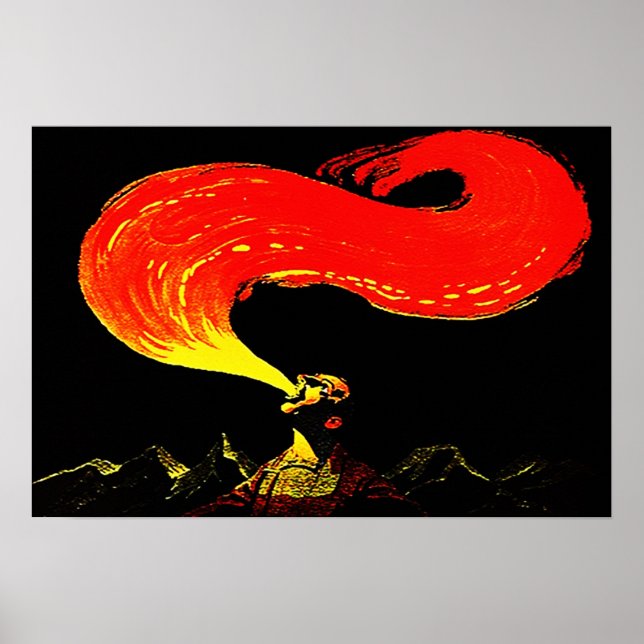 POSTER VINTAGE ILLUSION FIRE BREATHING EATING POP (Frente)