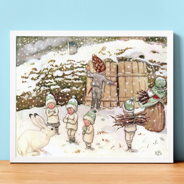 Poster Vintage Illustration Forest Children Elsa Beskow (Criador carregado)