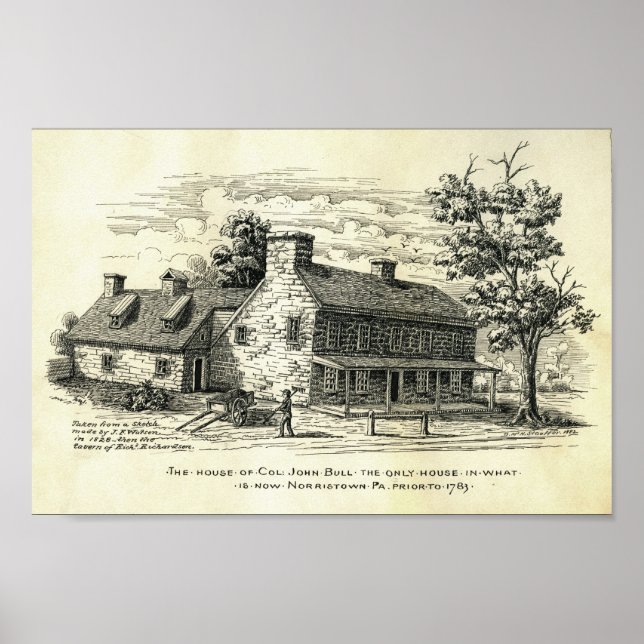 Poster Vintage Illustration House Norristown PA (Frente)