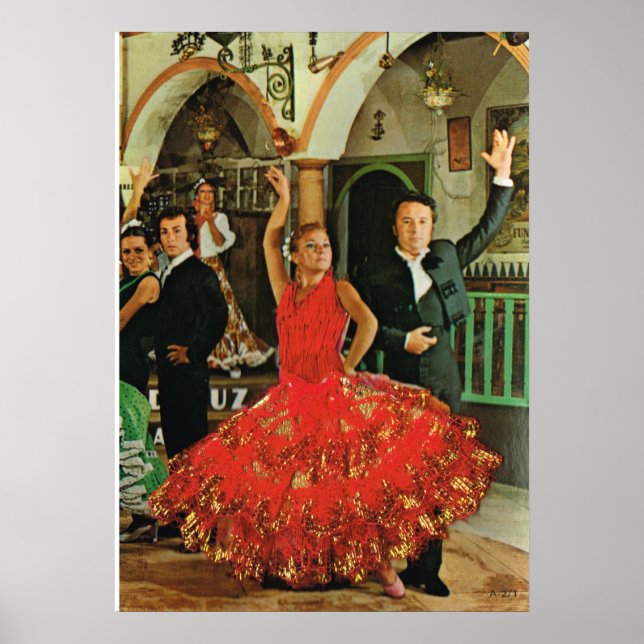 Póster Vintage image, Espanha, dançarinos do Flamenco (Frente)