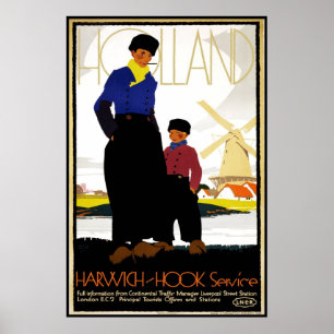 Poster vintage Impressão Holland Windmill