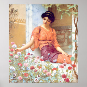 Poster Vintage Incrível Garota Italiana Com Flores De Ver