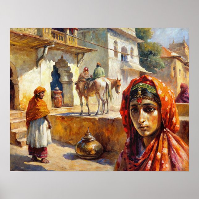 Poster Vintage Indian Village Scense (Frente)