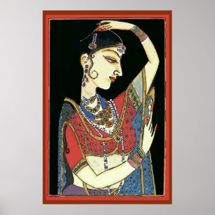 Poster Vintage Indian Woman, Mughal Art