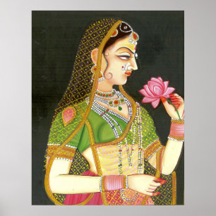 Poster Vintage Indian Woman, Mughal Art