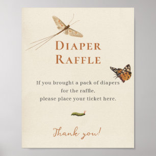 Poster Vintage Insetos Chá de fraldas Fralda Raffle