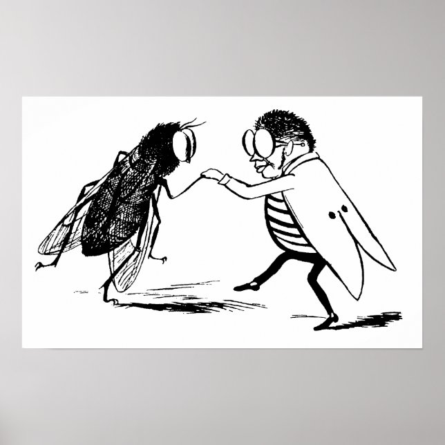 Póster Vintage Insetos Dançando; Mosca Azul (Frente)