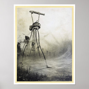 Poster Vintage invasão de alienígenas no filme da guerra 