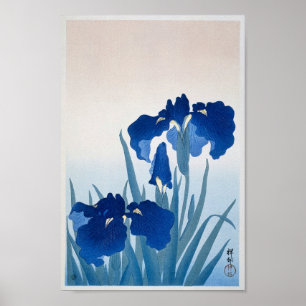 Poster Vintage Iris Flower, Retro Japonês