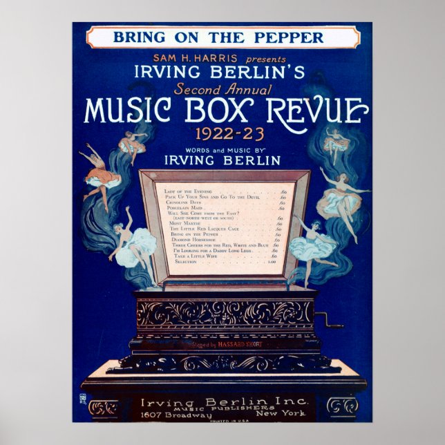 Póster Vintage Irving Berlin Music Box Review 1922 (Frente)