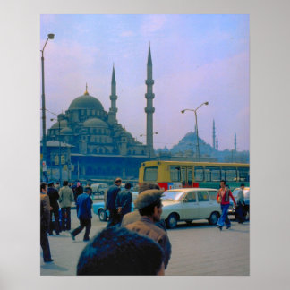 Póster Vintage Istambul, Tráfego, Mesquita de Santa Sofia