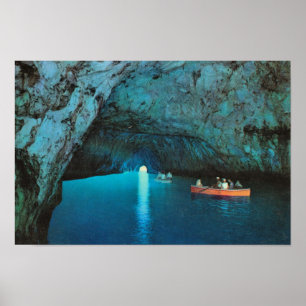 Póster Vintage Italia, Italia, Capri, gruta azul