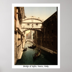 Póster Vintage Italia, ponte dos suspiros Veneza