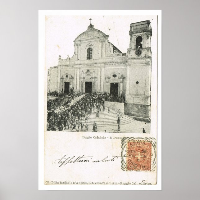 Póster Vintage Itália, Reggio di Calabria, Duomo, 1901, (Frente)