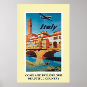 Poster Vintage Itália - Viagem de Turismo Italiano