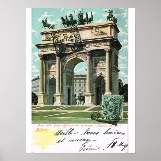 Póster Vintage Italy, Milano, Arco della pace (Frente)