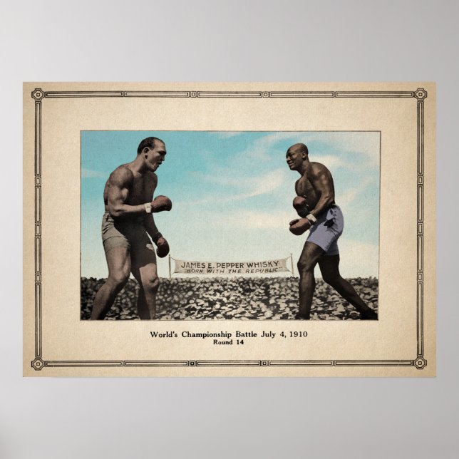 Poster Vintage Jack Johnson vs Jim Jeffries (Frente)