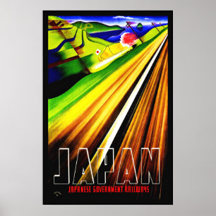 Poster vintage Japão - Linha ferroviária japonesa