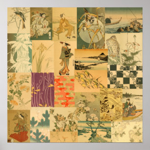 Poster Vintage Japonês Art Collage Wall Standard