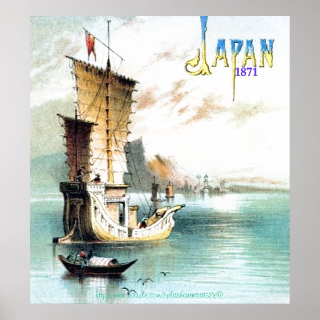 Póster "Vintage Japonês Junk-1871," (Frente)