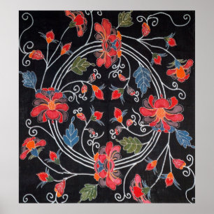 Póster Vintage Japonês Kimono Textile (Bingata)