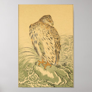 Poster Vintage Japonês Wall Art Hawk