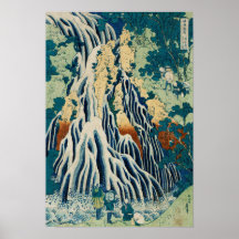 Vintage Japonês Woodblock Waterfall Kirifuri