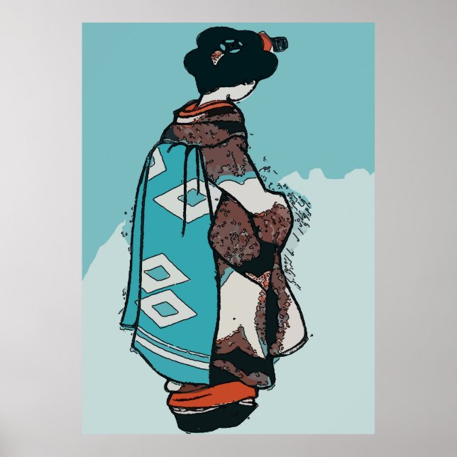 Poster Vintage Japonesa, adicione texto (Frente)