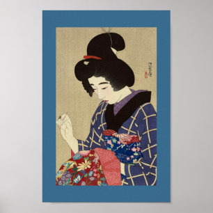 Poster Vintage Japonesa Image WOMAN SEwing