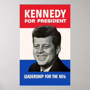 Póster Vintage JFK Kennedy para a Campanha do Presidente 