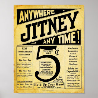 Poster Vintage Jitney Bus - Sinal de Transporte