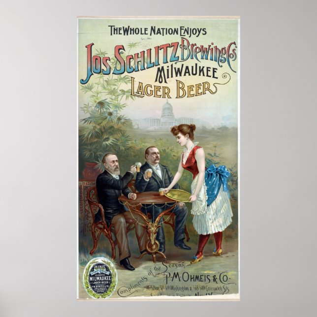Póster Vintage Joseph Schlitz Brewing Company Lager Beer (Frente)