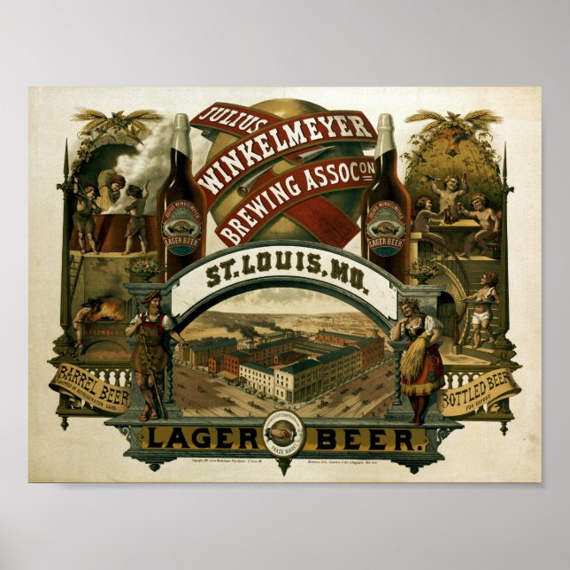 Poster Vintage Julius Winkelmeyer Breaking Beer Ad (Frente)