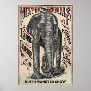 Poster VINTAGE JUMBO O CIRCO ELEFANTE AD c. 1883