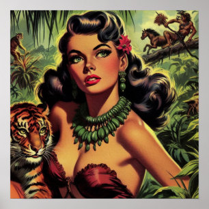 Poster Vintage Jungle Girl