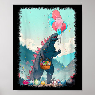 Poster Vintage Kaiju Páscoa Day Shirt Kaiju Art Japonês