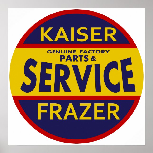 Póster Vintage Kaiser Frazer - sinal de serviço vermelho/ (Frente)