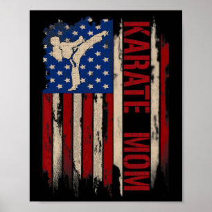 Poster Vintage Karate Mãe Americana Bandeira Do Kick Gift