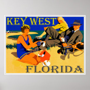 Poster Vintage Key West Beach Scene