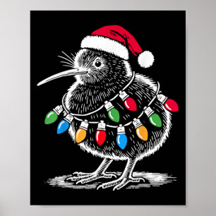 Poster Vintage Kiwi Bird Santa Hábita Nascimento de Natal
