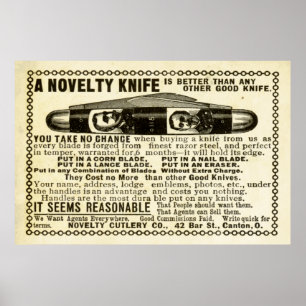 Póster Vintage Knife Ad de 1899