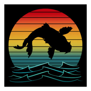 Póster Vintage Koi Fish Sunset Scenery