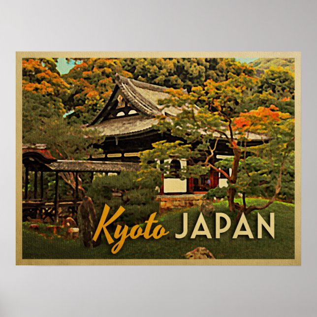 Poster Vintage Kyoto Japão (Frente)
