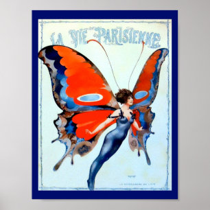 Poster Vintage La Vie Parisienne Butterfly Lady Image