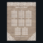Poster Vintage Lace Old Barn Casation Chart<br><div class="desc">Design de cartão romântico e elegante,  com delicados cantos de vintage que dão espaço para texto,  sobre um fundo de madeira antigo. Use a ferramenta Personalizar para adicionar suas informações. Para obter itens correspondentes,  visite minha Coleção de Lace Whimsical. 8 Mesas.</div>
