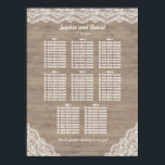 Poster Vintage Lace Old Barn Casation Chart<br><div class="desc">Design de cartão romântico e elegante,  com delicados cantos de vintage que dão espaço para texto,  sobre um fundo de madeira antigo. Use a ferramenta Personalizar para adicionar suas informações. Para obter itens correspondentes,  visite minha Coleção de Lace Whimsical. 8 Mesas.</div>