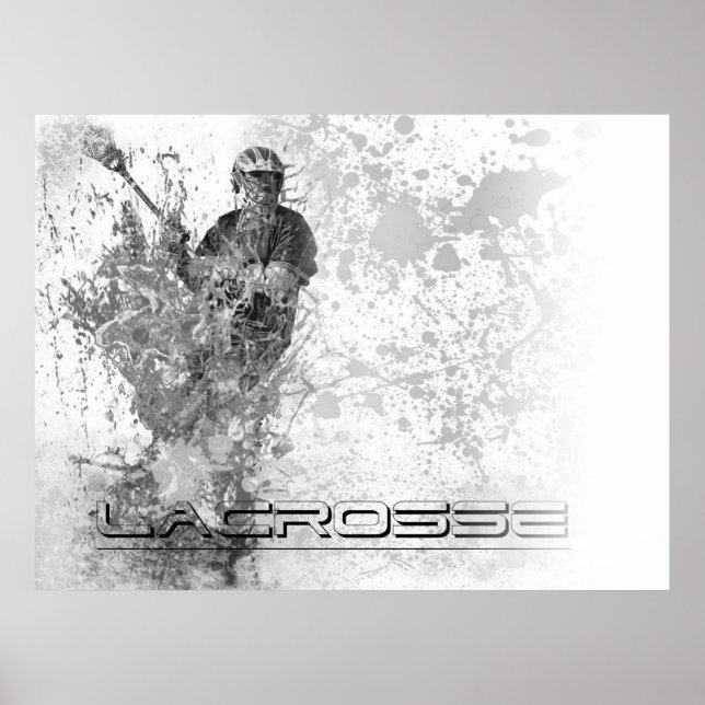 Poster Vintage lacrosse Splatter B/W Horizontal (Frente)