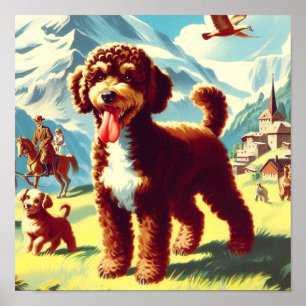 Poster Vintage Lagotto Romagnolo Dog Painting